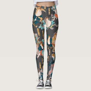 Japanischer Frosch-Holzschnitt Kuniyoshi Ukiyo-e Leggings