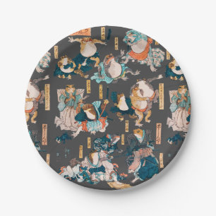 Japanischer Frosch-Holzschnitt Kuniyoshi Ukiyo-e Pappteller