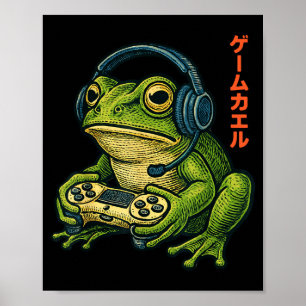 Japanischer Gamer Frosch Art Männer Frauen Jungen Poster