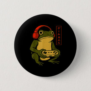 Japanischer Gamer Frosch Kunst Männer Frauen Junge Button