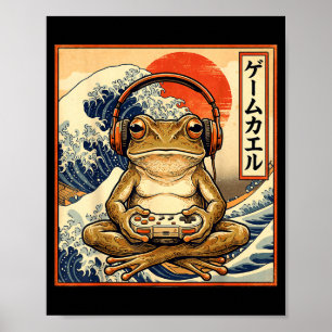Japanischer Gaming-Frosch Great Wave Kunstwerk Poster