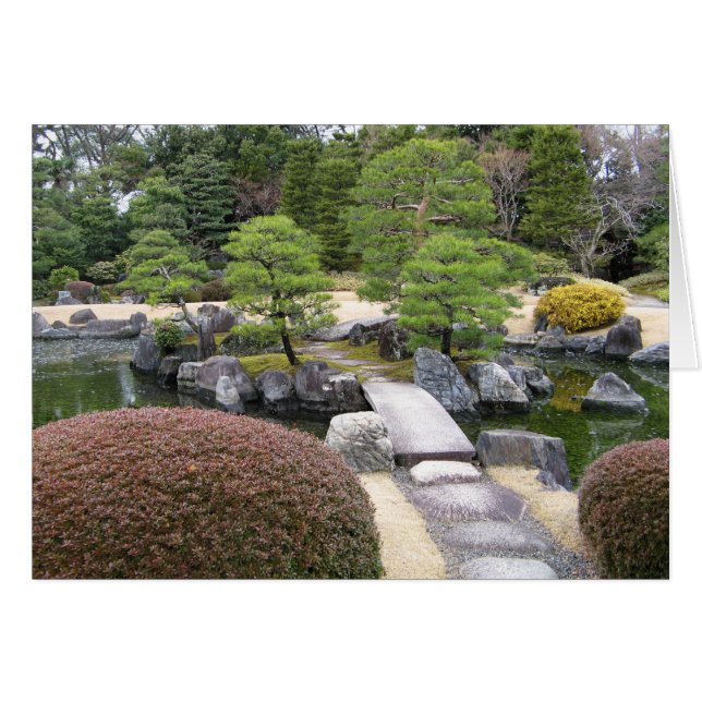 Japanischer Garten 日 本 庭 Grußkarte (Vorderseite (Horizontal))