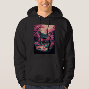 Japanischer Garten Cherry Blossom Brücke Schrein r Hoodie