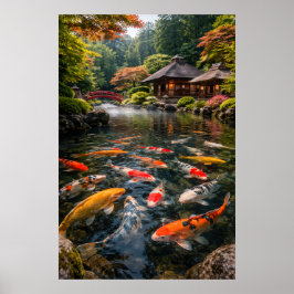 Japanischer Garten & Koi-Teich - Fotobild Poster