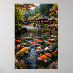Japanischer Garten & Koi-Teich - Fotobild Poster