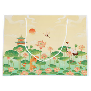 Japanischer-Garten-Koi-Teich und Seerosen Kunst Große Geschenktüte