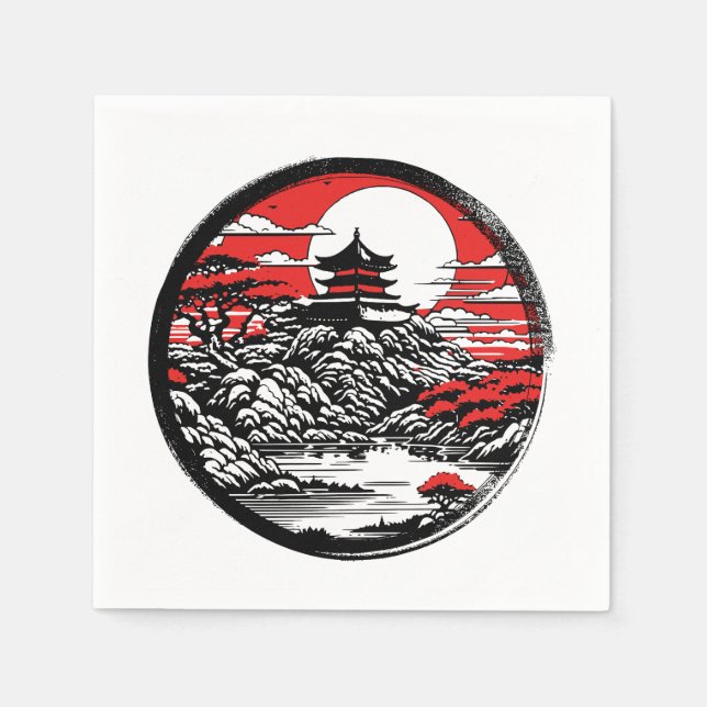 Japanischer Garten Serviette (Vorderseite)