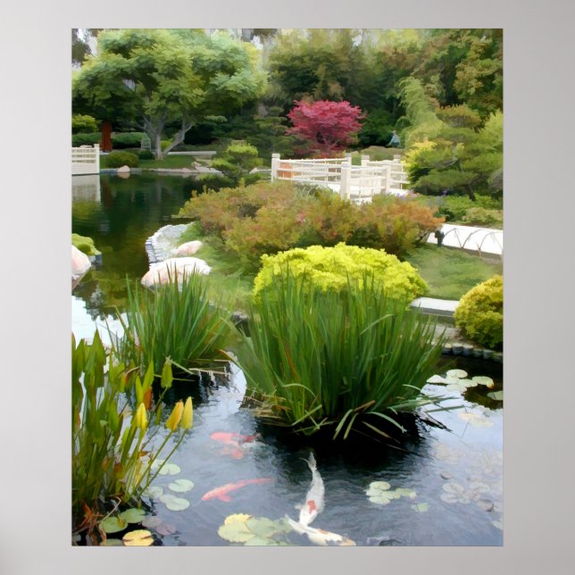 Japanischer Garten-Teich mit Koi Poster (Vorne)