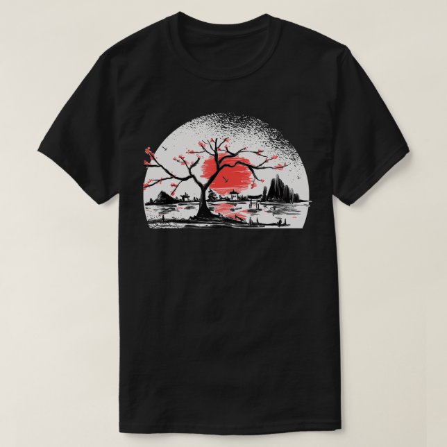 japanischer Garten torii japanese samurai T-Shirt (Design vorne)