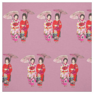 Japanischer Geisha mit niedlicher Kunst des roten Stoff