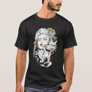 Japanischer Geisha mit Oni T-Shirt