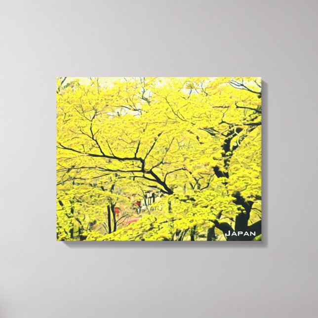 Japanischer Gelbgingko-Baumreise-Druck Leinwanddruck (Vorderseite)