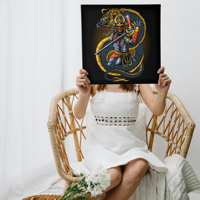 Japanischer Goldener Drache und Samurai Warrior Poster (Von Creator hochgeladen)