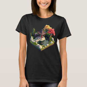 Japanischer Herbst Shrine Garden isometrische 32bi T-Shirt