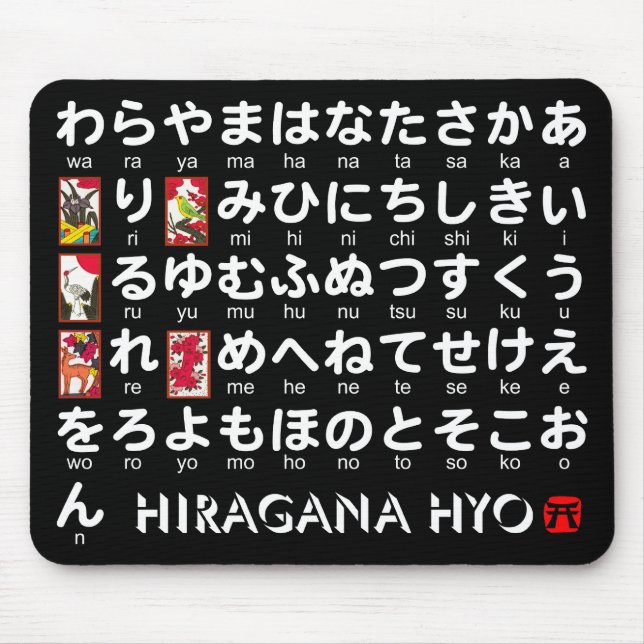 Japanischer Hiragana-Tisch (Hanafuda) Mousepad (Vorne)