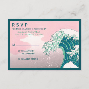 Japanischer Holzblock-Druck-Hochzeitskalender RSVP Karte