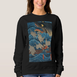 Japanischer Holzblock Druckretusche Vintag traditi Sweatshirt