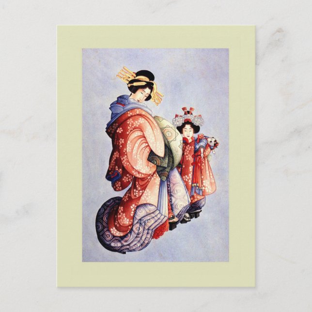 Japanischer Holzblock Postkarte (Vorderseite)