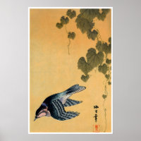 Japanischer Holzschnitt Vogel Kunst Asiatisch Vint