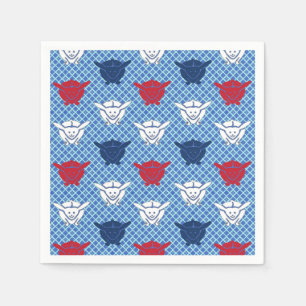 Japanischer Kaninchenprint, blau mit rot und weiß Serviette