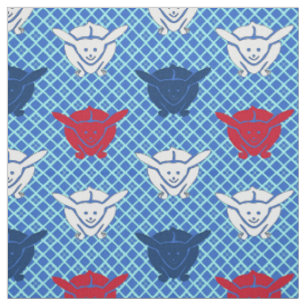 Japanischer Kaninchenprint, blau mit rot und weiß Stoff