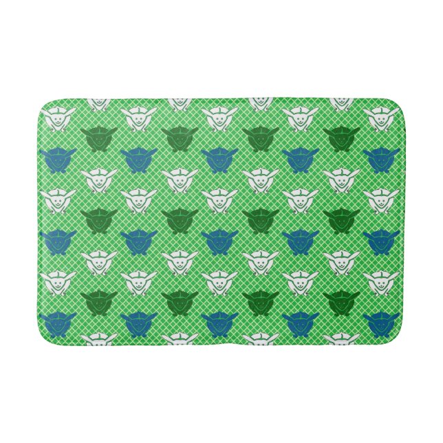Japanischer Kaninchenprint, grün, blau und weiß Badematte (Vorderseite)
