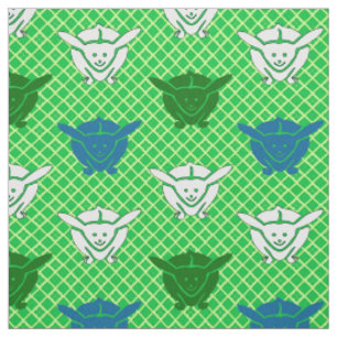 Japanischer Kaninchenprint, grün, blau und weiß Stoff