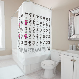 Japanischer Katakana-Tisch (Ninja Girl) Duschvorhang