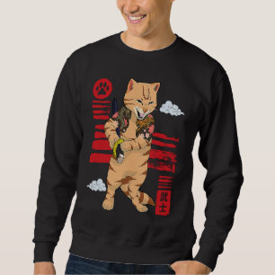 Japanischer Katze Samurai Kaiju Krieger Ronin Bush Sweatshirt