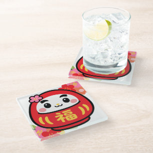 Japanischer Kawaii Daruma Glasuntersetzer