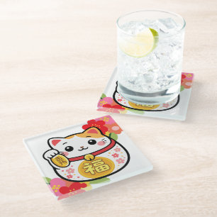 Japanischer Kawaii Maneki Glasuntersetzer
