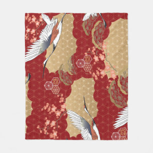 Japanischer Kimono Kirschblüten Fleecedecke