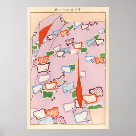 Japanischer Kimono-Kunst-Druck Bunte Küken, Seiko Poster