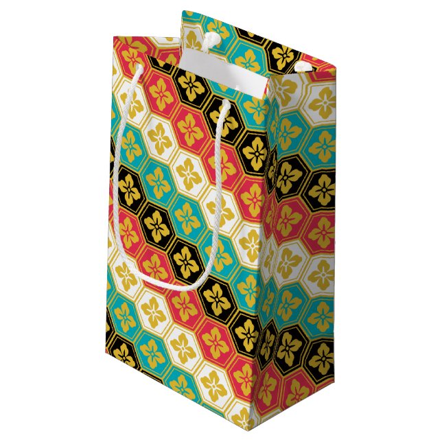 Japanischer Kimono Muster Geschenkbeutel Kleine Geschenktüte (Rückseite Schrägansicht)