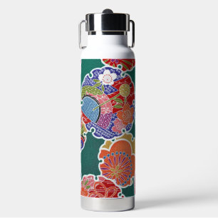 Japanischer KIMONO-Stoff, Floret-Muster Trinkflasche