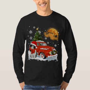 Japanischer Kinn Vintag Wagon Red Truck Weihnachts T-Shirt