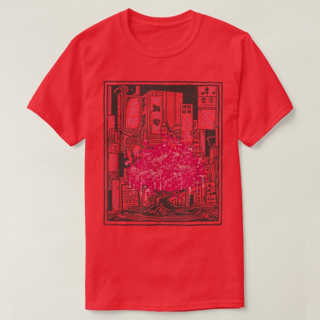 Japanischer Kirschbaum Blossom Japan City Sakura T-Shirt (Design vorne)