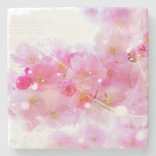 Japanischer Kirschbaum mit pastellrosa Blüten Steinuntersetzer