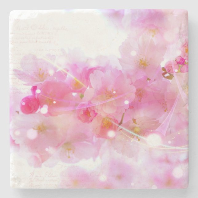 Japanischer Kirschbaum mit pastellrosa Blüten Steinuntersetzer (Vorderseite)
