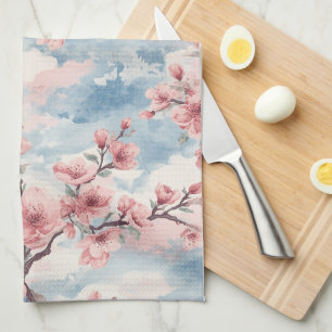 Japanischer Kirschblüten-Rosa-Blau-Schimmer Geschirrtuch