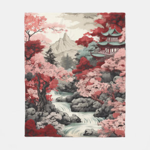 Japanischer Kirschblütenwald-Flanelldecke Fleecedecke