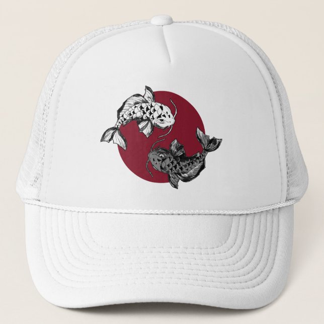 Japanischer Koi Carp Circle Truckerkappe (Vorderseite)