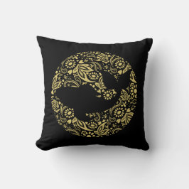 Japanischer Koi Carp Fish Black Gold Kissen