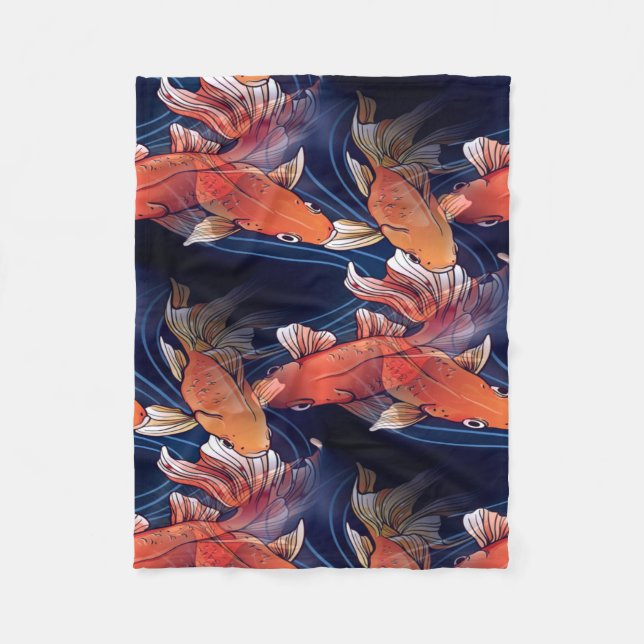 Japanischer Koi Fisch Fleecedecke (Vorderseite)