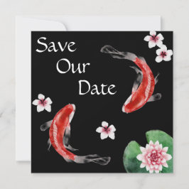 Japanischer Koi Fisch, Kirschblüten Hochzeit Save The Date