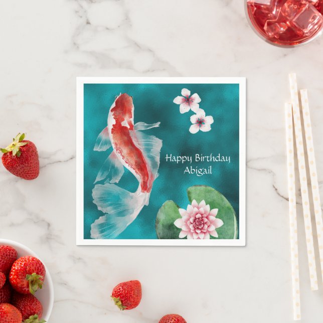 Japanischer Koi Fisch, Kirschblüten Japan Geburtst Serviette (Beispiel)