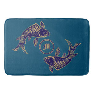 Japanischer Koi-Fisch-Monogramm Badematte