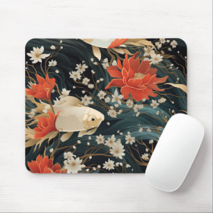 Japanischer Koi Fisch Nahtloses Muster Mousepad