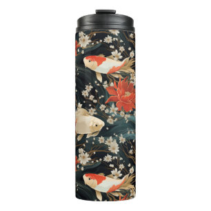 Japanischer Koi Fisch Nahtloses Muster Thermosbecher