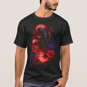 Japanischer Koi-Fisch Rote Mond Blumenkunst T-Shirt